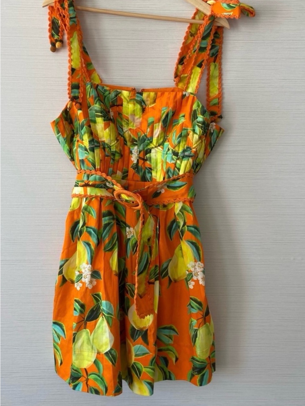 FARM Rio Orange Lemon-Print Tie-Shoulder Sundress with Belt - Picture 6 of 7